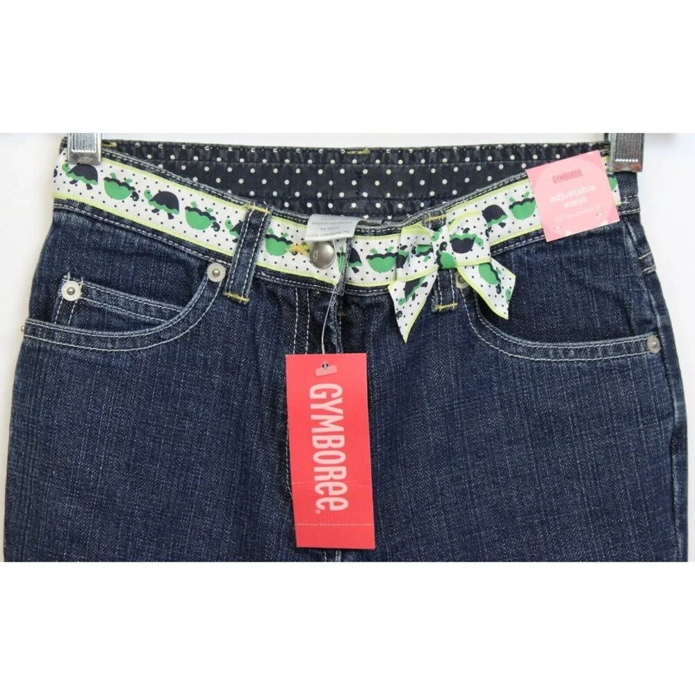 NEW 2006/05 Gymboree Prep Club Denim Jeans sz 7 Spring Turtle Bow Ribbon